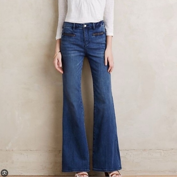 Pilcro & The Letterpress Anthropologie Wide Leg Flare Jeans Short Length - Picture 2 of 9